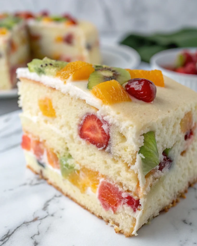 Fresh fruit cake without eggs