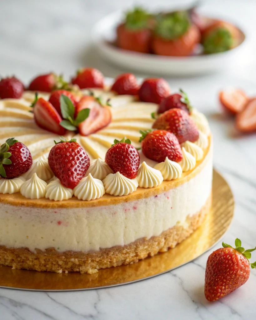 creamy and fruity Fraisier Cake